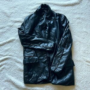 Black faux leather blazer